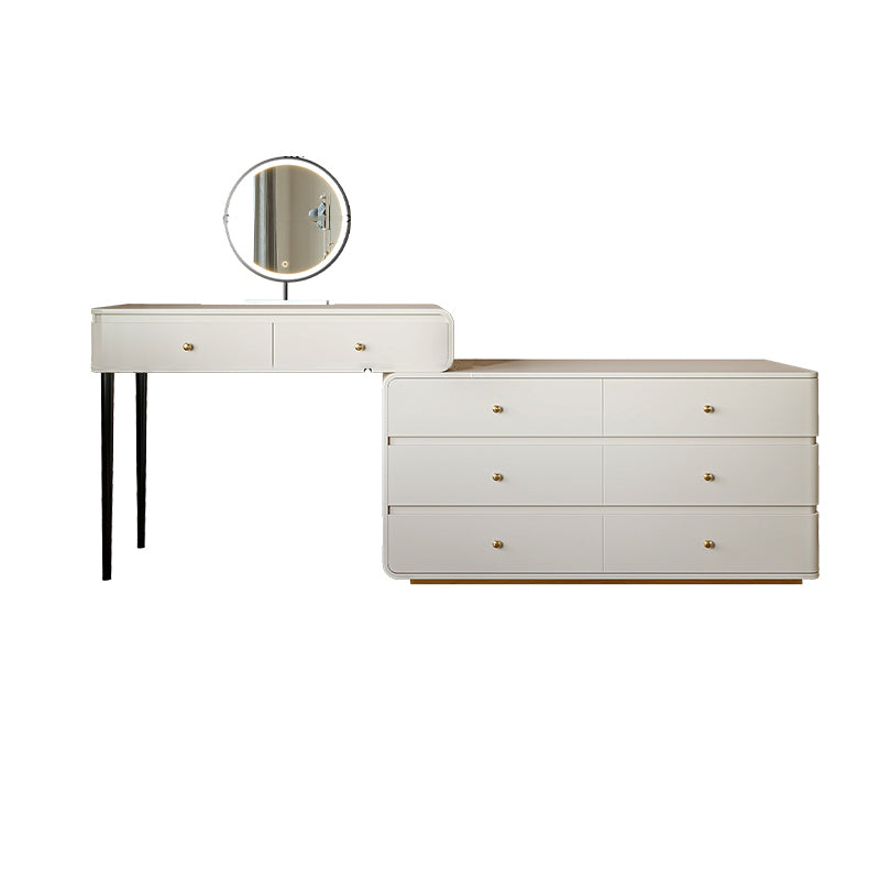 White Solid Wood Makeup Vanity Desk Bedroom Vanity Dressing Table Set
