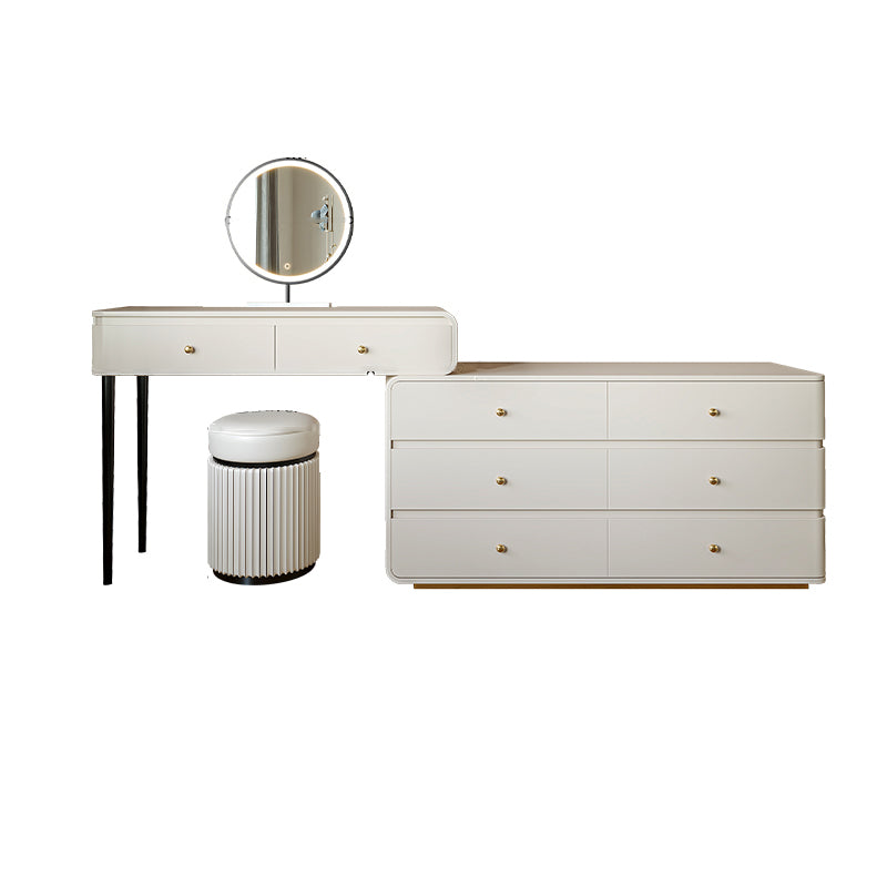 White Solid Wood Makeup Vanity Desk Bedroom Vanity Dressing Table Set