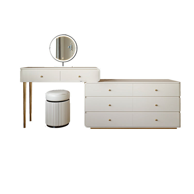 White Solid Wood Makeup Vanity Desk Bedroom Vanity Dressing Table Set