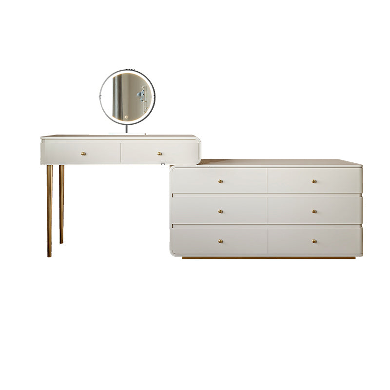 White Solid Wood Makeup Vanity Desk Bedroom Vanity Dressing Table Set