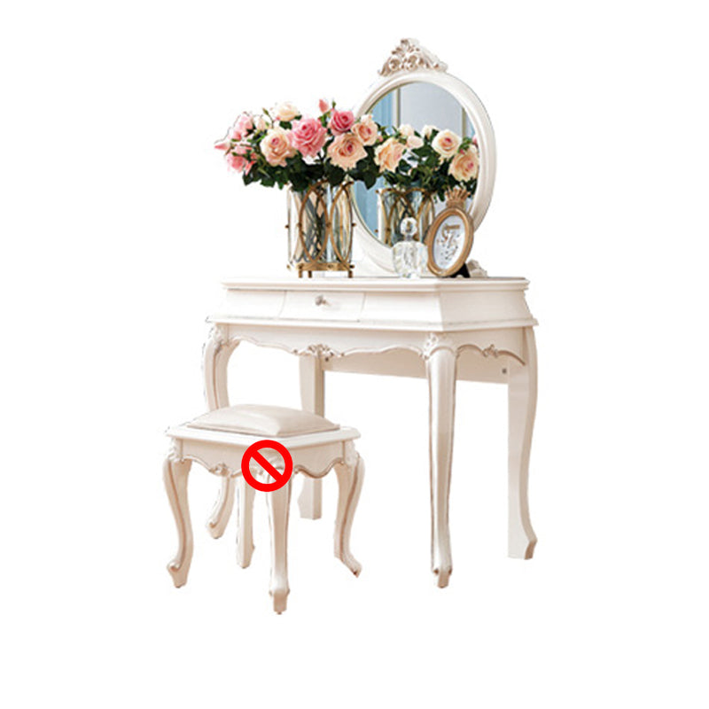 Victorian Style White Bedroom Mirror with Drawer Vanity Dressing Table