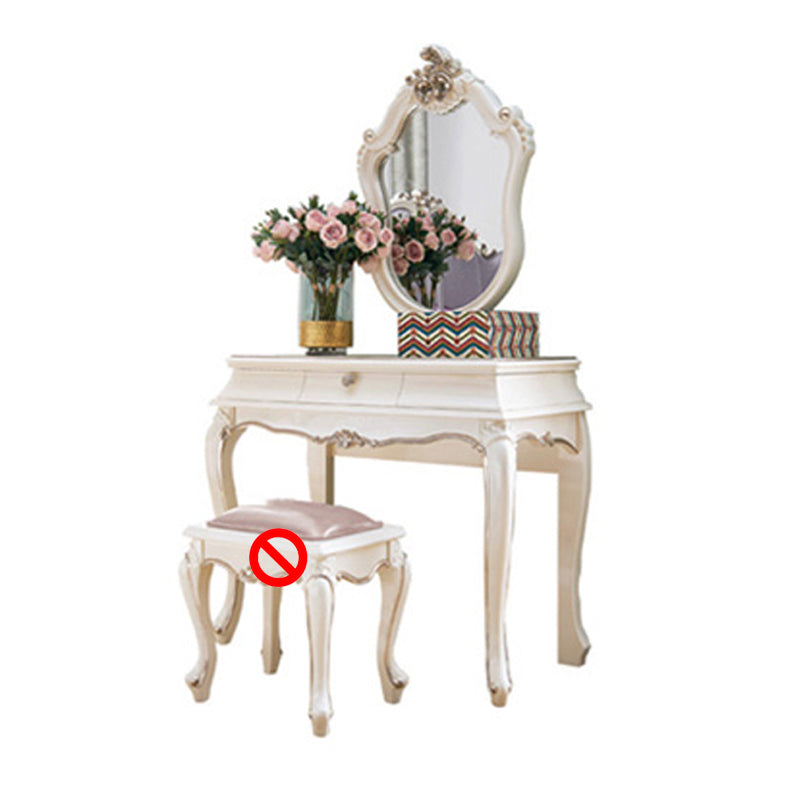 Victorian Style White Bedroom Mirror with Drawer Vanity Dressing Table