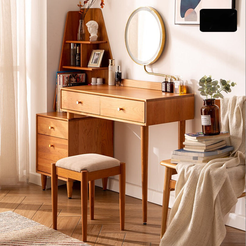 Contemporary Dressing Table Cherry Bedroom Lighted Mirror Standing Make-up Vanity