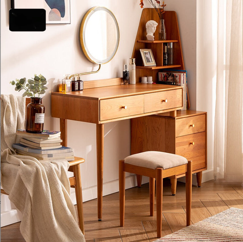 Contemporary Dressing Table Cherry Bedroom Lighted Mirror Standing Make-up Vanity