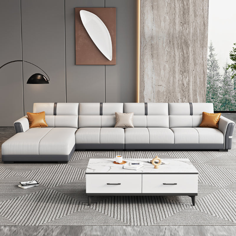 Contemporary Sectional Sofa Faux Leather Stain-Resistant Sectional Sofa