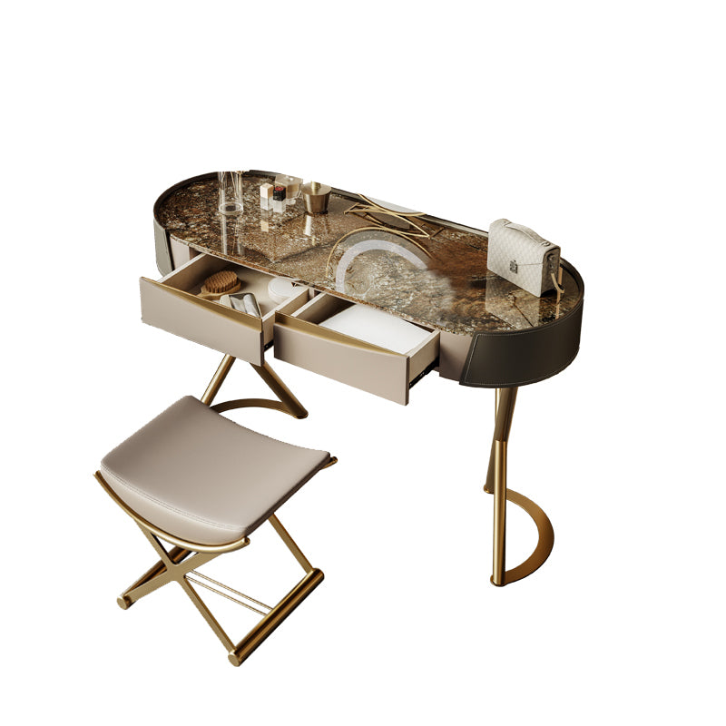 Glam Dressing Table Lighted Mirror 2-Drawer Bedroom Make-up Vanity