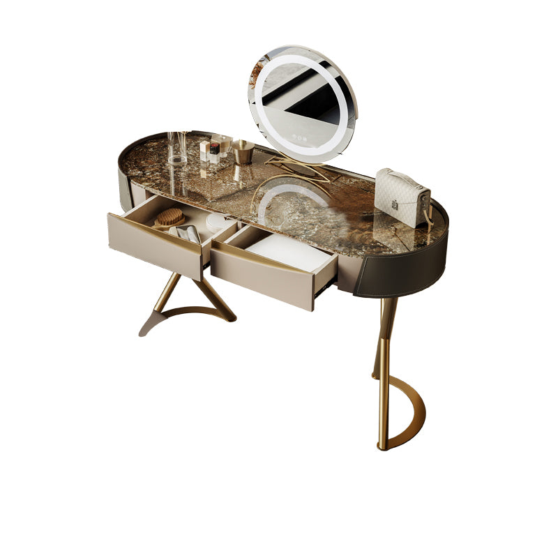 Glam Dressing Table Lighted Mirror 2-Drawer Bedroom Make-up Vanity