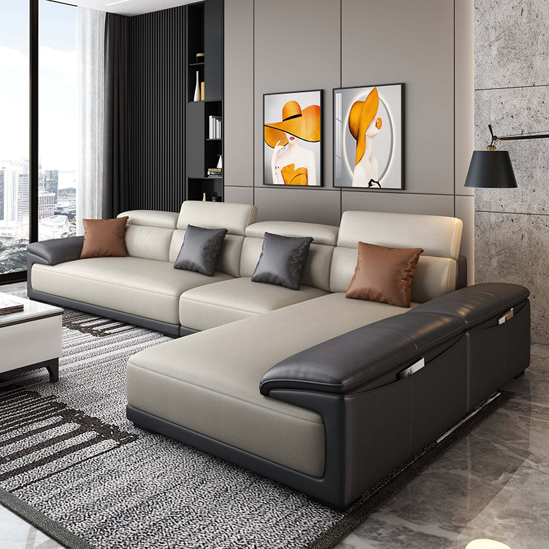 Faux Leather Adjustable Sectional 70"W Contemporary Sectional Sofa with Storage