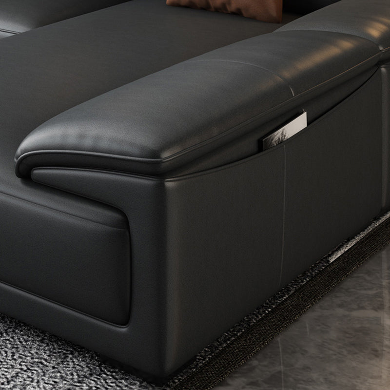 Faux Leather Adjustable Sectional 70"W Contemporary Sectional Sofa with Storage