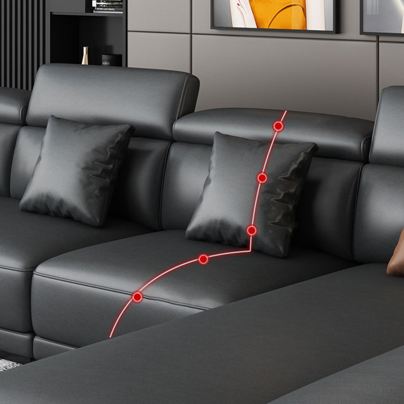 Faux Leather Adjustable Sectional 70"W Contemporary Sectional Sofa with Storage