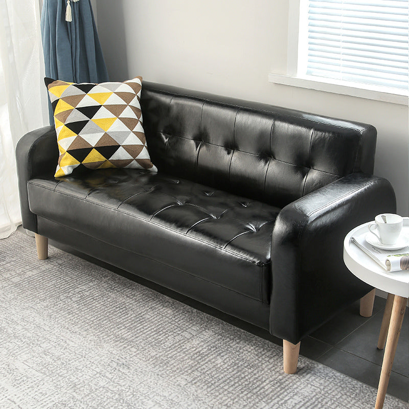 Wooden Velvet Sofa Contemporary Style Tufted Split-Back Seating