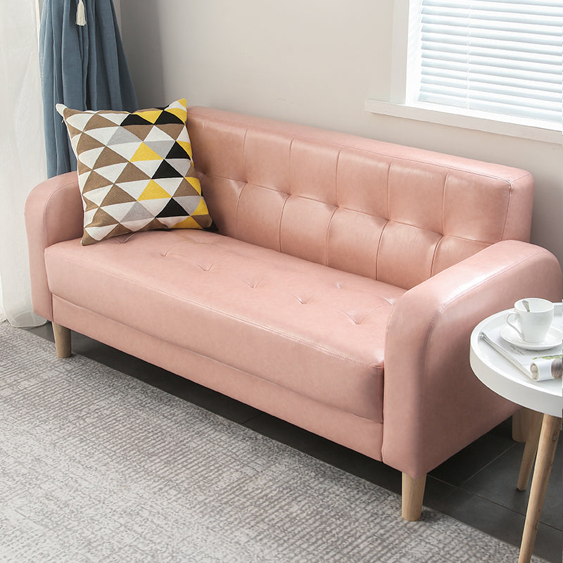 Wooden Velvet Sofa Contemporary Style Tufted Split-Back Seating