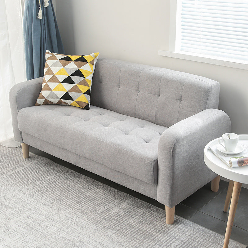 Wooden Velvet Sofa Contemporary Style Tufted Split-Back Seating
