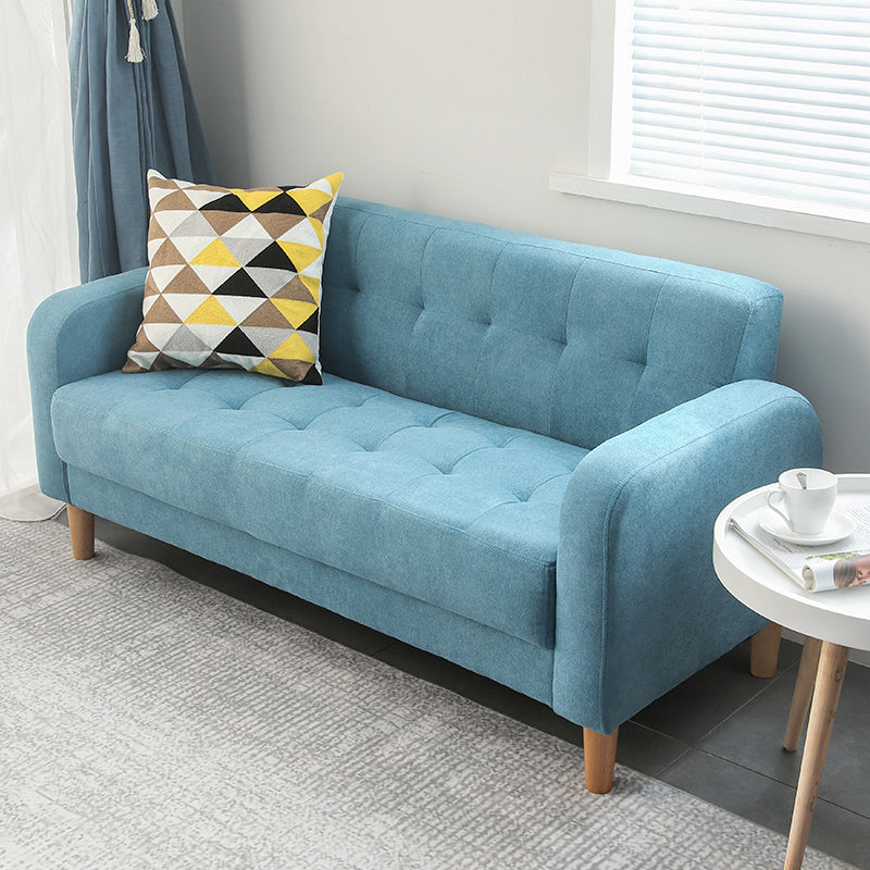 Wooden Velvet Sofa Contemporary Style Tufted Split-Back Seating