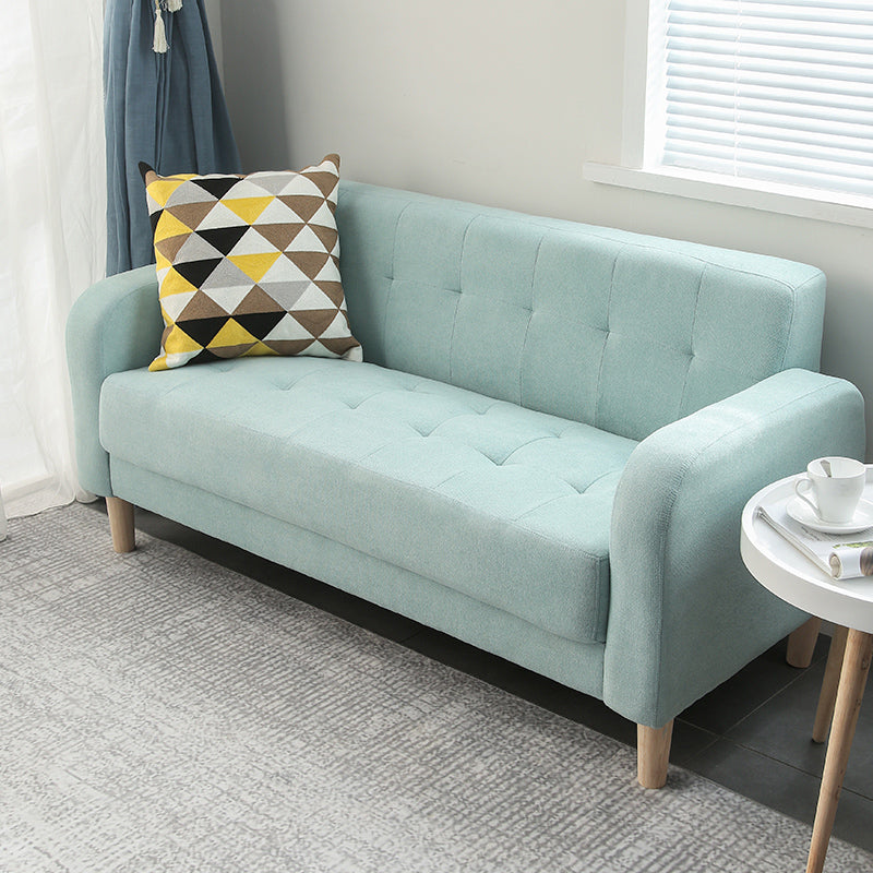 Wooden Velvet Sofa Contemporary Style Tufted Split-Back Seating
