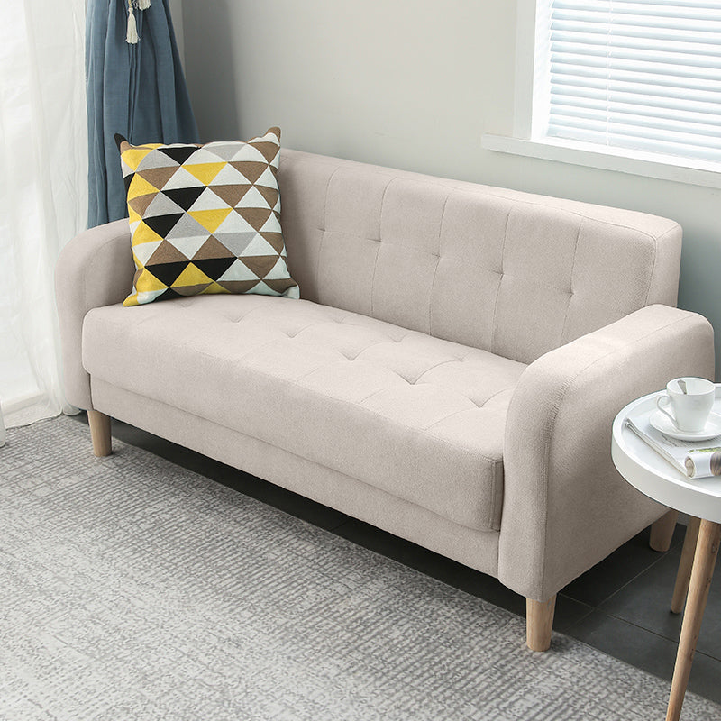 Wooden Velvet Sofa Contemporary Style Tufted Split-Back Seating