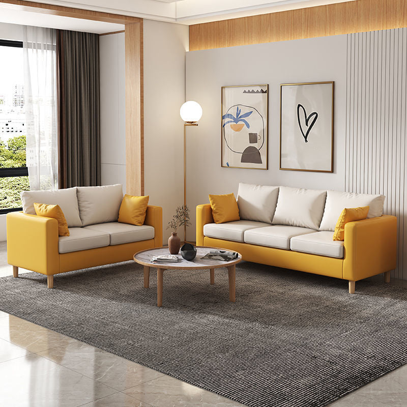 Contemporary Tuxedo Arm Sofa Loose Back Settee for Living Room