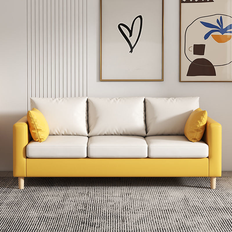 Contemporary Tuxedo Arm Sofa Loose Back Settee for Living Room