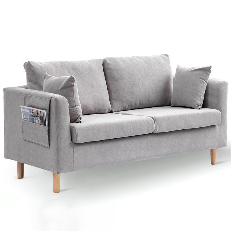 Contemporary Tuxedo Arm Sofa Loose Back Settee for Living Room