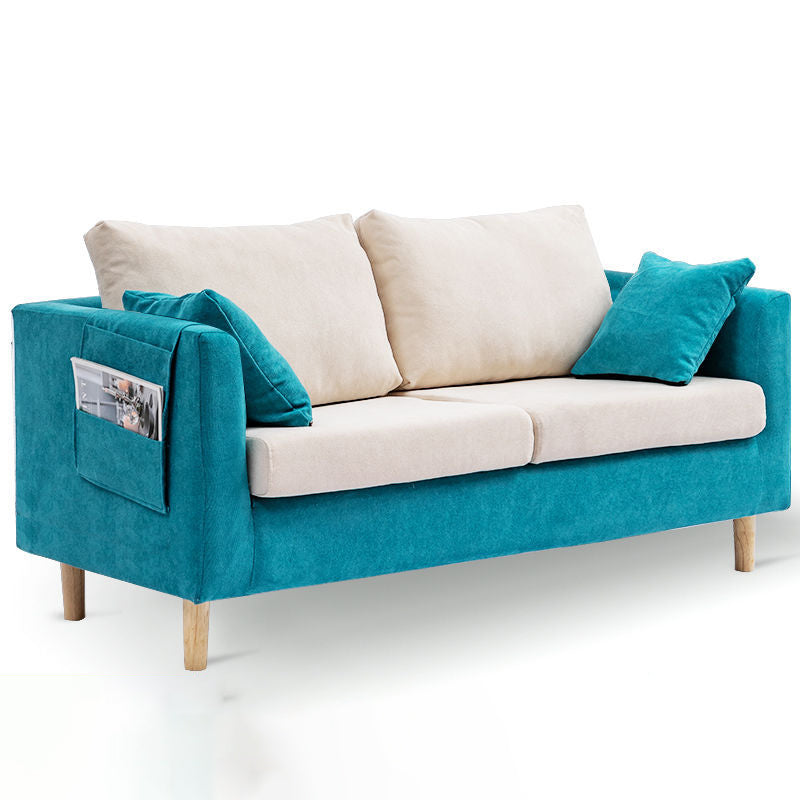 Contemporary Tuxedo Arm Sofa Loose Back Settee for Living Room