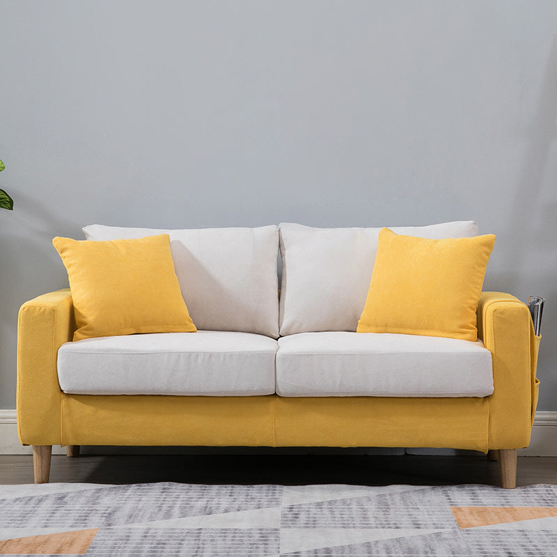 Modern Standard Sofa Pillows Square Arm 2 Seater Living Room Settee