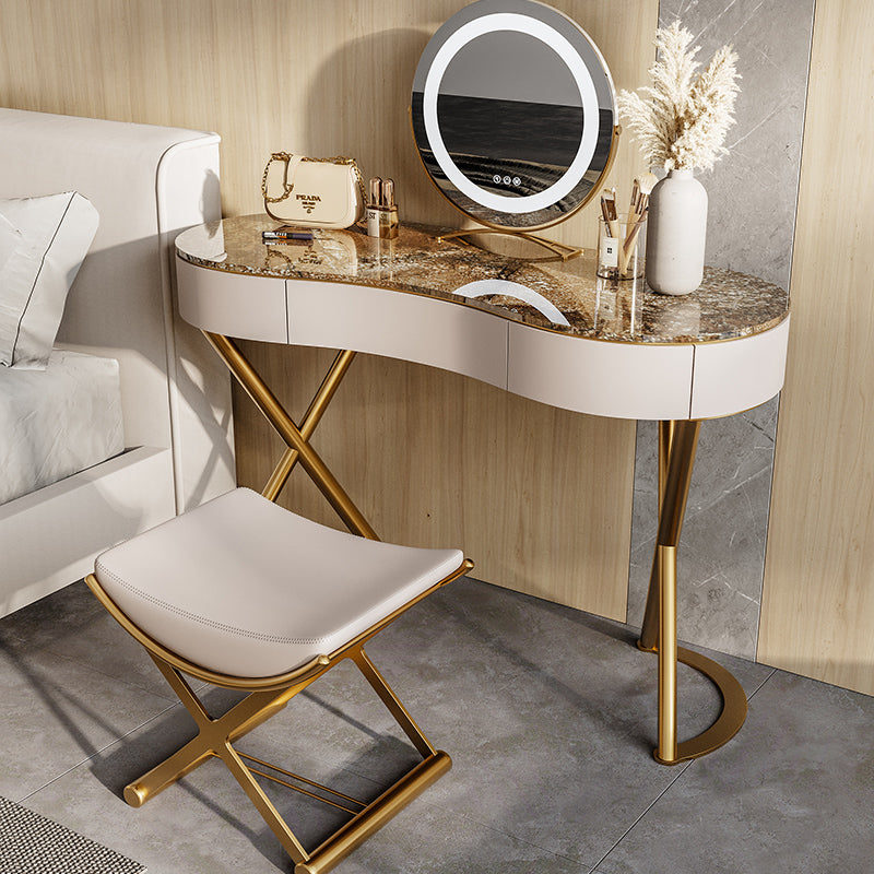 Glam Make-up Vanity Metal Bedroom Lighted Mirror 3 Drawer Dressing Table