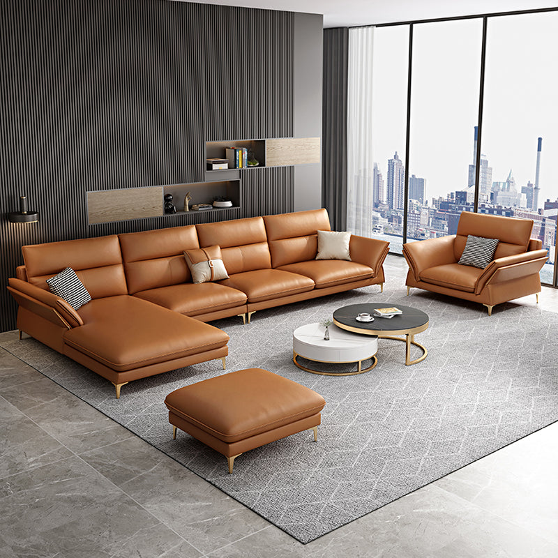 Modernism Sectional Sofa Flared Arm Cushion Back Sectional Sofa