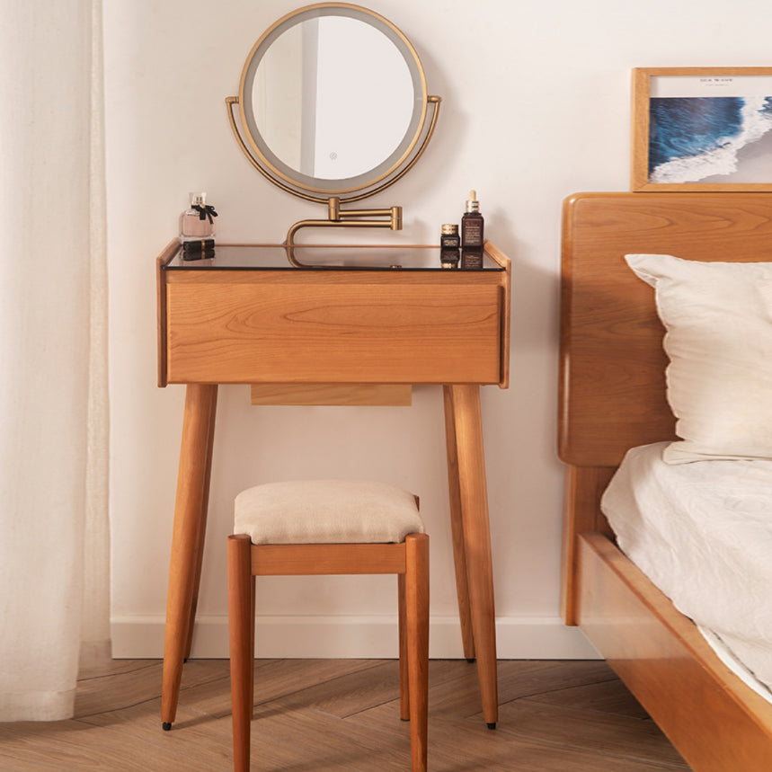 Contemporary Make-up Vanity Bedroom Glass Lighted Mirror with Drawer