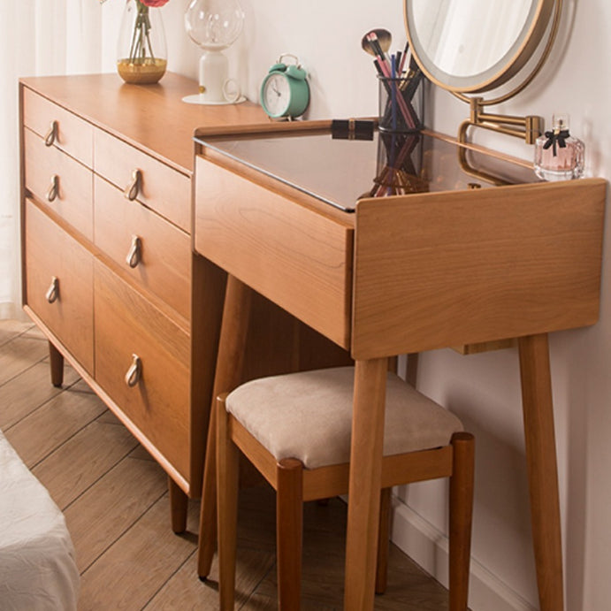 Contemporary Make-up Vanity Bedroom Glass Lighted Mirror with Drawer