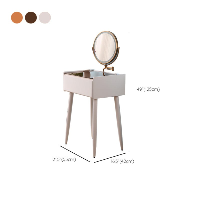 Contemporary Make-up Vanity Bedroom Glass Lighted Mirror with Drawer