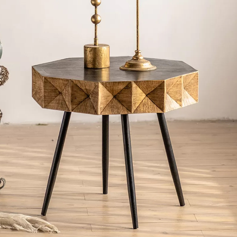 Rustic End Slide Table Living Room Distressed Brown Solid Wood Accent Side Table