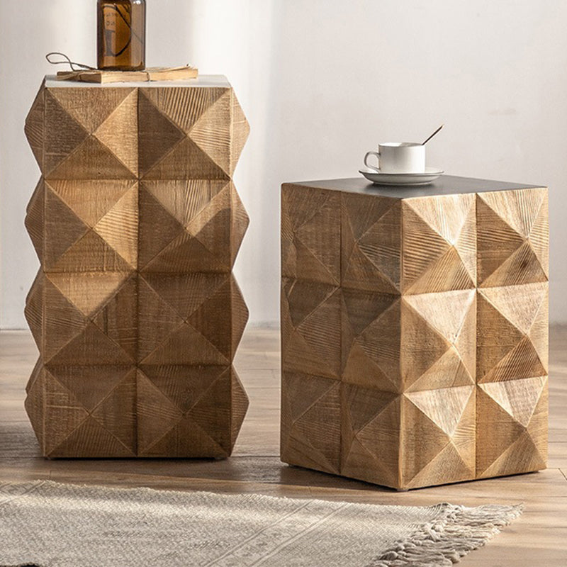 Rustic End Slide Table Living Room Distressed Brown Solid Wood Accent Side Table