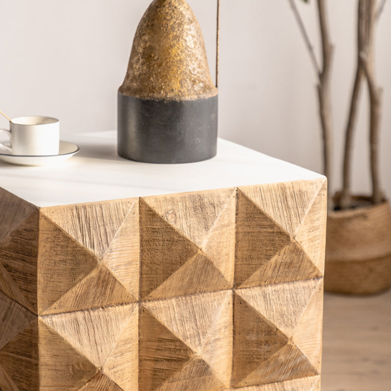 Rustic End Slide Table Living Room Distressed Brown Solid Wood Accent Side Table