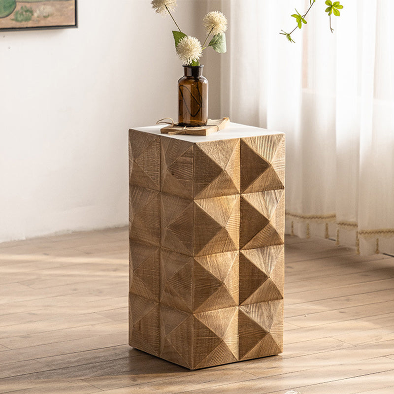 Rustic End Slide Table Living Room Distressed Brown Solid Wood Accent Side Table