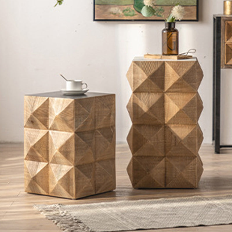 Rustic End Slide Table Living Room Distressed Brown Solid Wood Accent Side Table