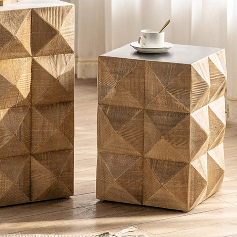 Rustic End Slide Table Living Room Distressed Brown Solid Wood Accent Side Table