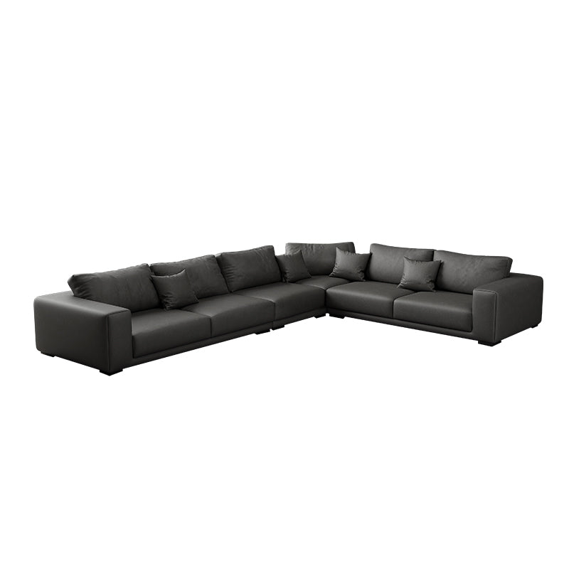 Contemporary Sectional Sofa L-Shape Fabric Slipcovered Sectional