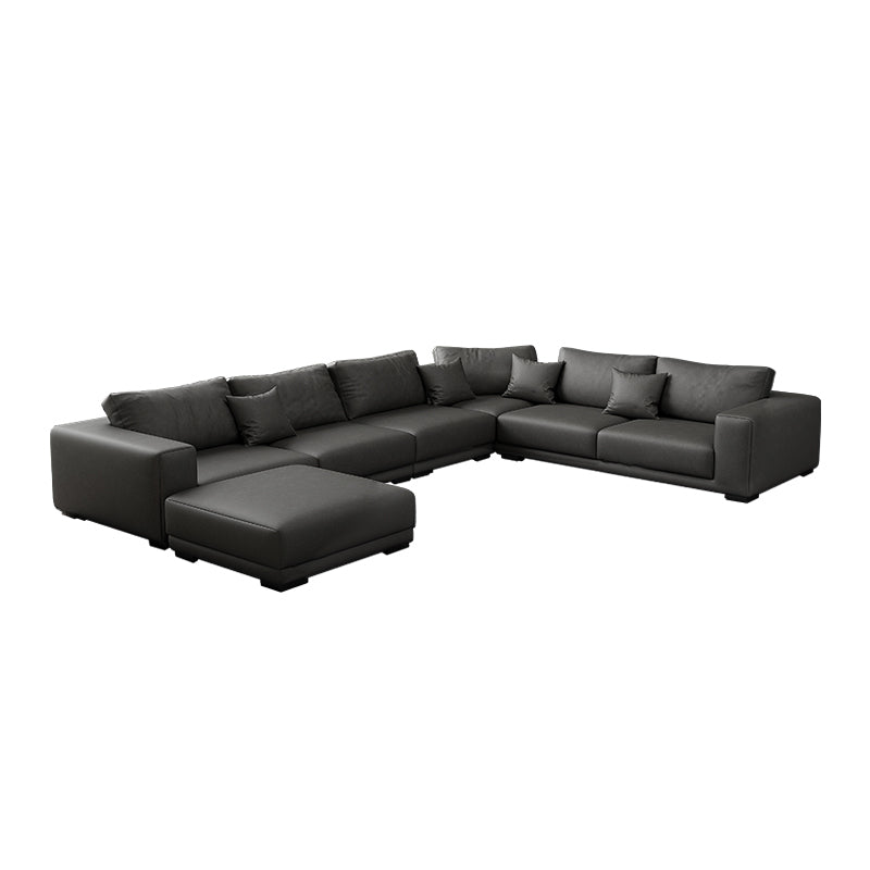 Contemporary Sectional Sofa L-Shape Fabric Slipcovered Sectional