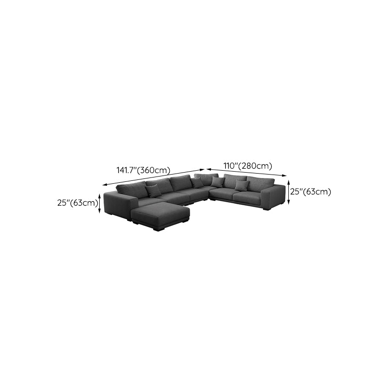 Contemporary Sectional Sofa L-Shape Fabric Slipcovered Sectional