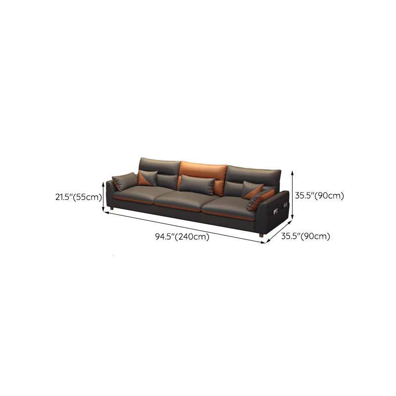 Faux Leather Sectional Sofa with Storage 35.43" High Sofa with Cushion Back