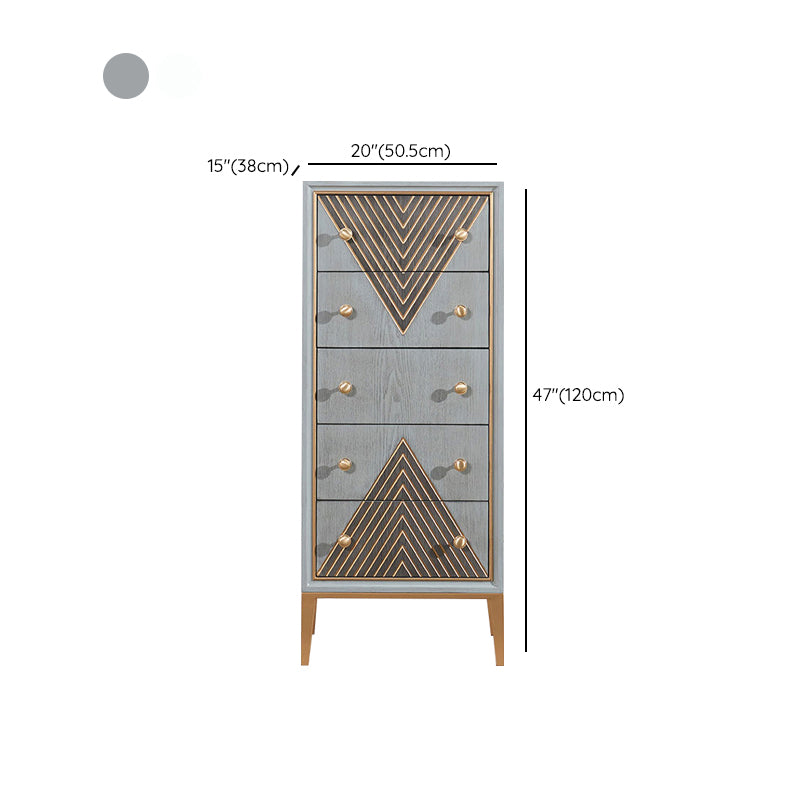 Contemporary Glam Lingerie Chest Rubber Wood Vertical Storage Chest Dresser for Bedroom