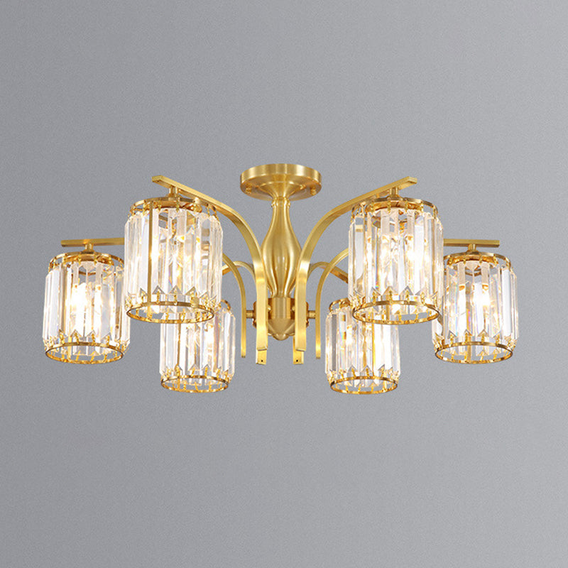 Modern Minimalist Ceiling Lamp Crystal Shade Flush Mount Light Fixture for Bedroom