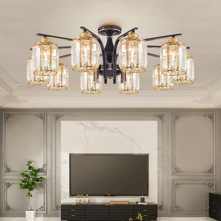 Modern Minimalist Ceiling Lamp Crystal Shade Flush Mount Light Fixture for Bedroom