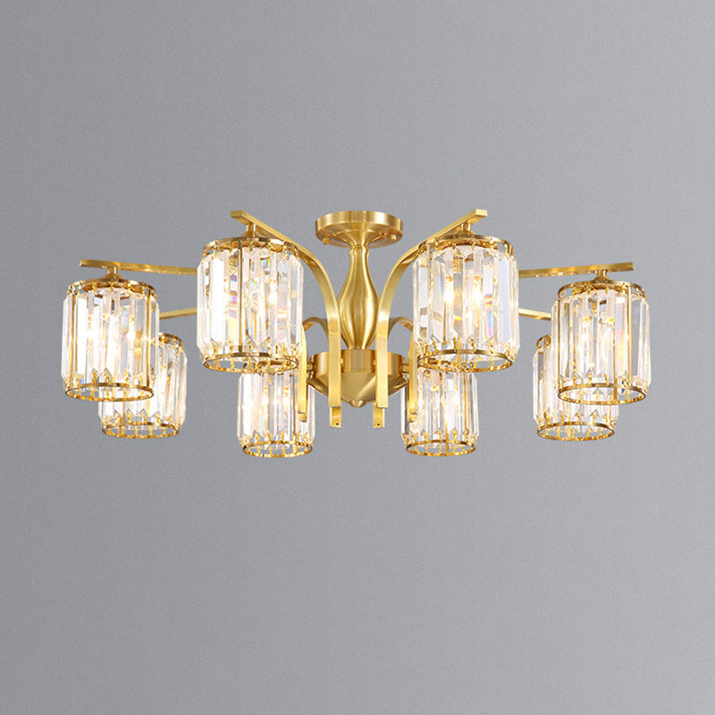 Modern Minimalist Ceiling Lamp Crystal Shade Flush Mount Light Fixture for Bedroom