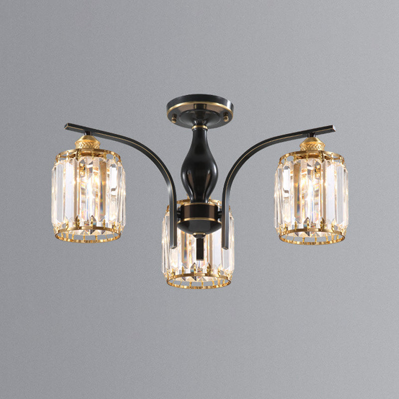 Modern Minimalist Ceiling Lamp Crystal Shade Flush Mount Light Fixture for Bedroom