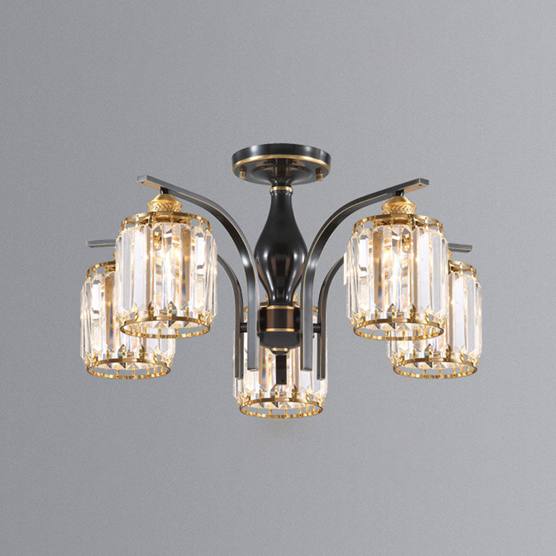 Modern Minimalist Ceiling Lamp Crystal Shade Flush Mount Light Fixture for Bedroom