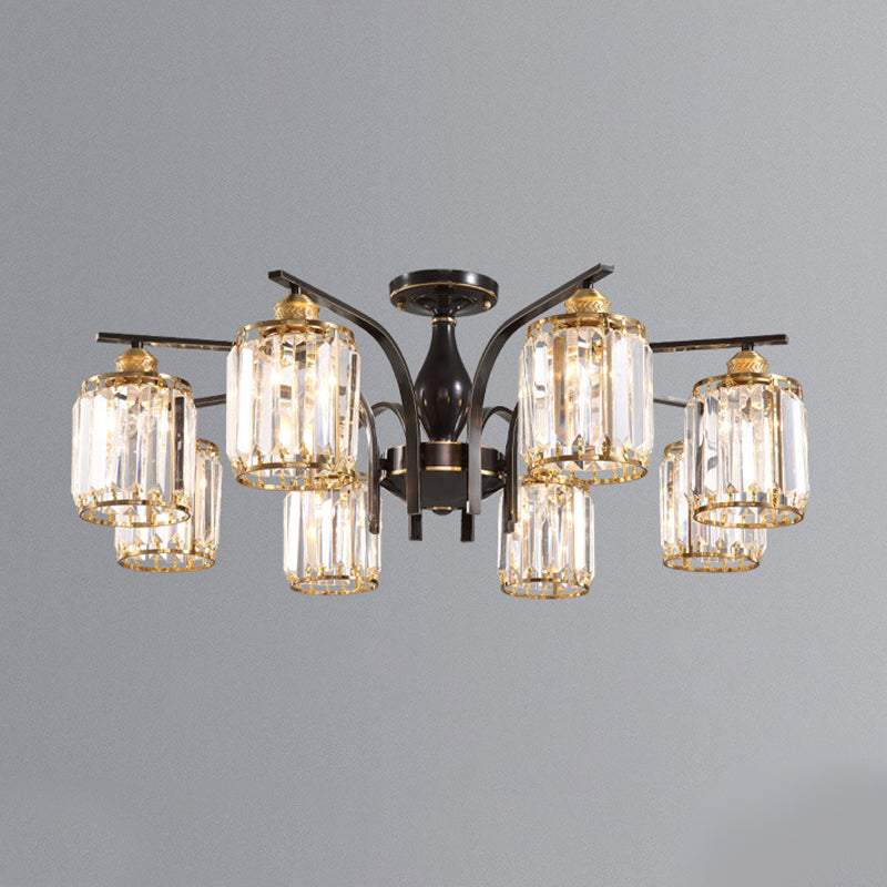 Modern Minimalist Ceiling Lamp Crystal Shade Flush Mount Light Fixture for Bedroom