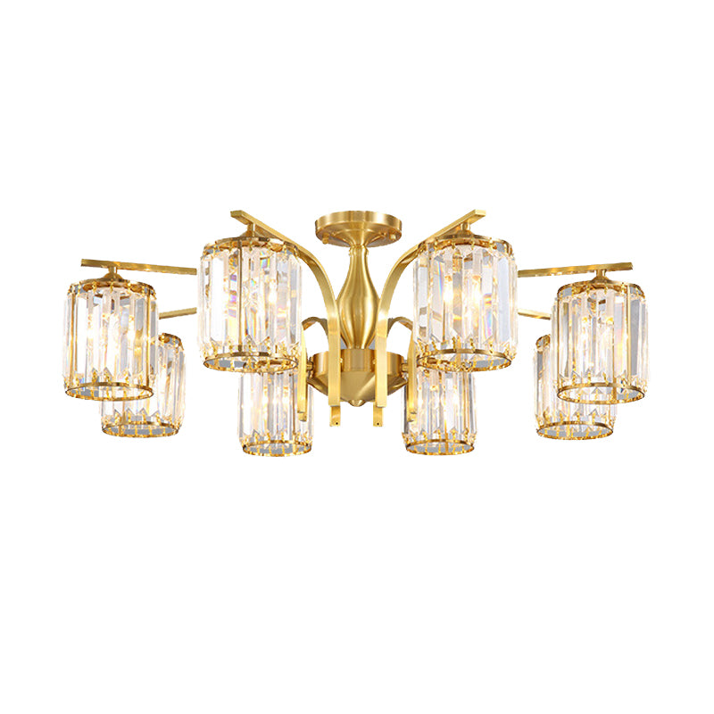 Modern Minimalist Ceiling Lamp Crystal Shade Flush Mount Light Fixture for Bedroom