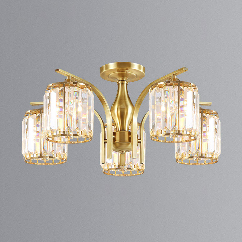 Modern Minimalist Ceiling Lamp Crystal Shade Flush Mount Light Fixture for Bedroom