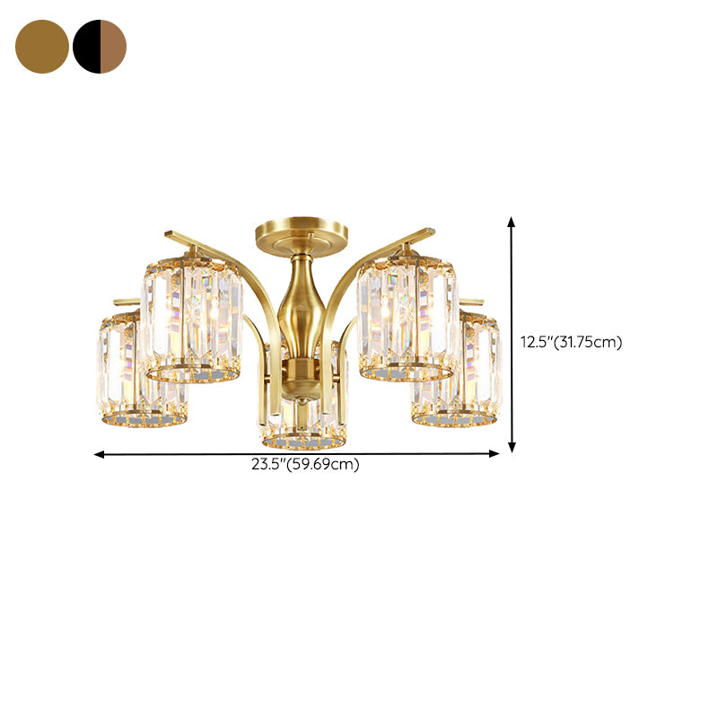 Modern Minimalist Ceiling Lamp Crystal Shade Flush Mount Light Fixture for Bedroom
